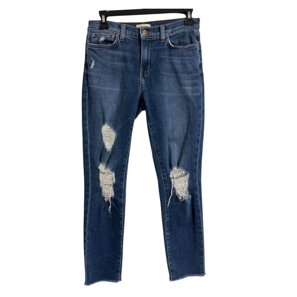 L'Agence Blue Distressed Cropped Jeans Size 25